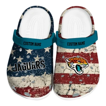 Jacksonville Jaguars Clogs - Customized Distressed Stripes Teal Red Blue