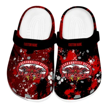 Jacksonville State Gamecocks Clogs - Custom Splatter Splash Red Black