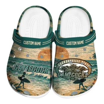 Jacksonville State Gamecocks Clogs - Custom Wave Scene Fir Green