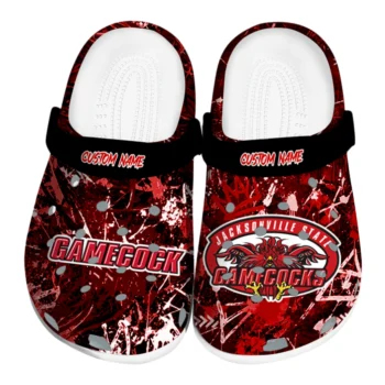 Jacksonville State Gamecocks Clogs - Customized Graffiti Burst Red Black