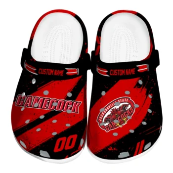 Jacksonville State Gamecocks Clogs - Personalized Circuit Geometry Red Black