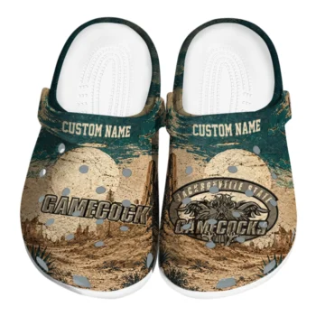 Jacksonville State Gamecocks Clogs - Personalized Cracked Landscape Fir Green Beige