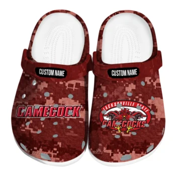 Jacksonville State Gamecocks Clogs - Personalized Digital Camo Red