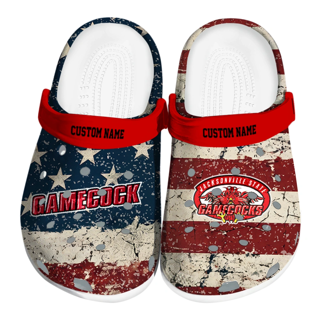 jacksonville-state-gamecocks-clog-personalized-distressed-stripes-red-blue-best-selling.webp jacksonville state gamecocks clog personalized distressed stripes red blue best selling