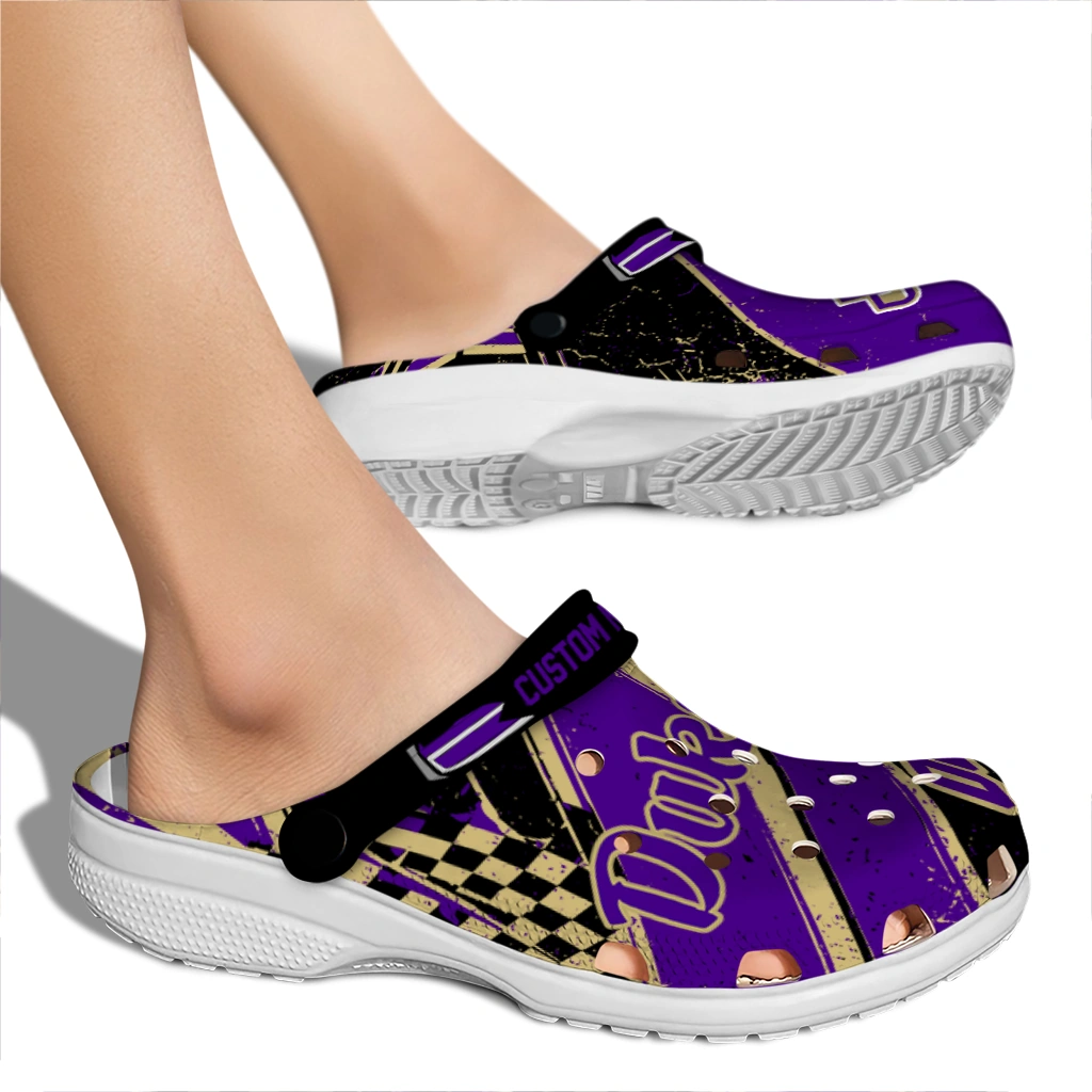 James Madison Dukes Clogs - Custom Circuit Geometry Purple Black 2