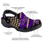 James Madison Dukes Clogs – Custom Circuit Geometry Purple Black 1