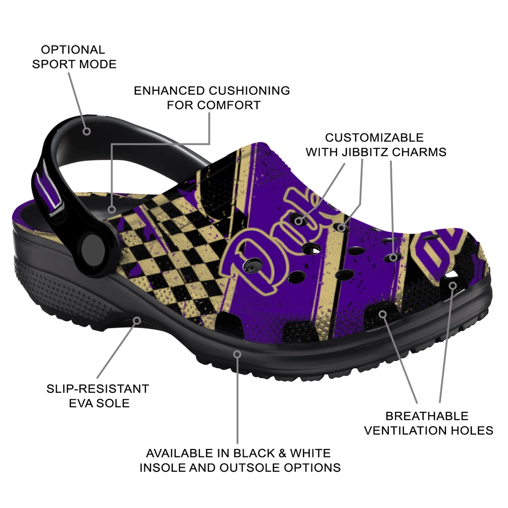 James Madison Dukes Clogs - Custom Circuit Geometry Purple Black 5