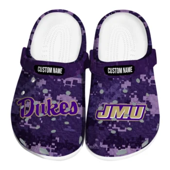 James Madison Dukes Clogs - Custom Digital Camo Purple