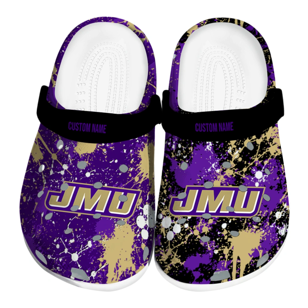 james-madison-dukes-clog-customized-splatter-splash-purple-black-best-selling.webp james madison dukes clog customized splatter splash purple black best selling