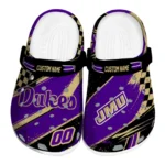 James Madison Dukes Clogs - Personalized Checkered Streaks Purple Black 1 james-madison-dukes-clog-personalized-checkered-streaks-purple-black-best-selling.webp