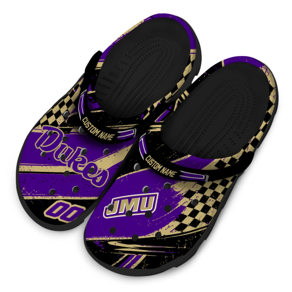 james-madison-dukes-clog-personalized-checkered-streaks-purple-black-latest-model.webp