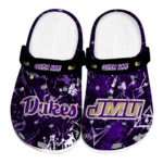 James Madison Dukes Clogs - Personalized Graffiti Burst Purple Black 1 james-madison-dukes-clog-personalized-graffiti-burst-purple-black-best-selling.webp