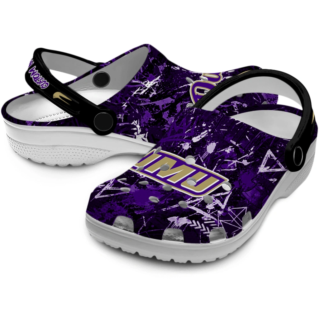 james-madison-dukes-clog-personalized-graffiti-burst-purple-black-high-quality.webp