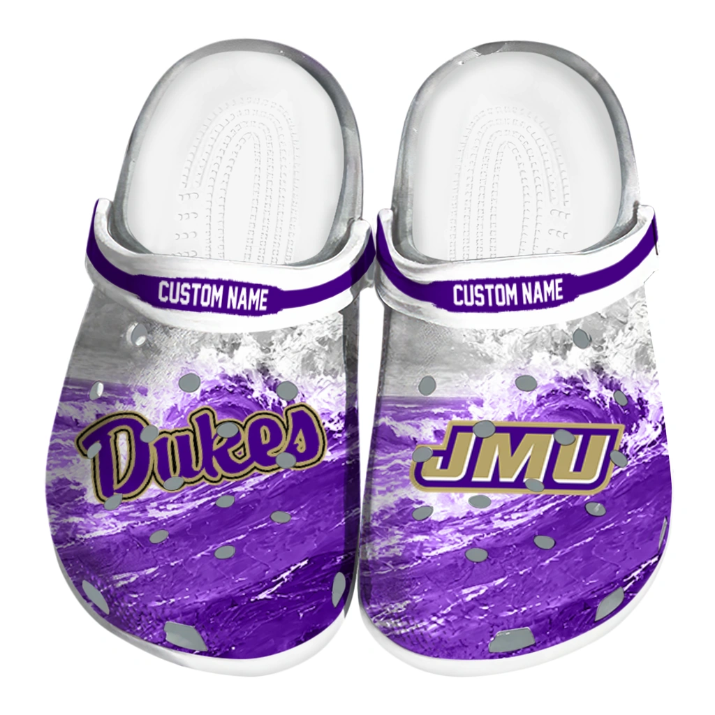 james-madison-dukes-clog-personalized-wave-swirl-purple-white-best-selling.webp james madison dukes clog personalized wave swirl purple white best selling