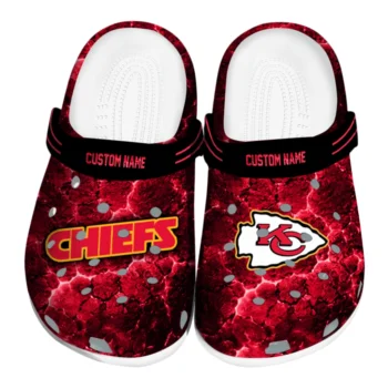 Kansas City Chiefs Clogs - Custom Cracked Energy Red Black