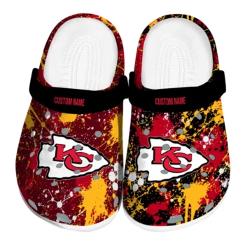 Kansas City Chiefs Clogs - Custom Splatter Splash Red Black
