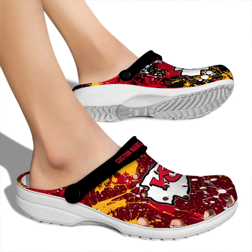 kansas-city-chiefs-clog-custom-splatter-splash-red-black-fashion-forward.webp