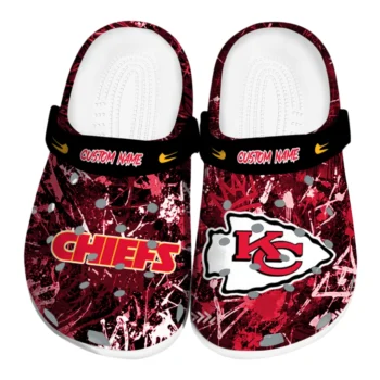 Kansas City Chiefs Clogs - Customized Graffiti Burst Red Black
