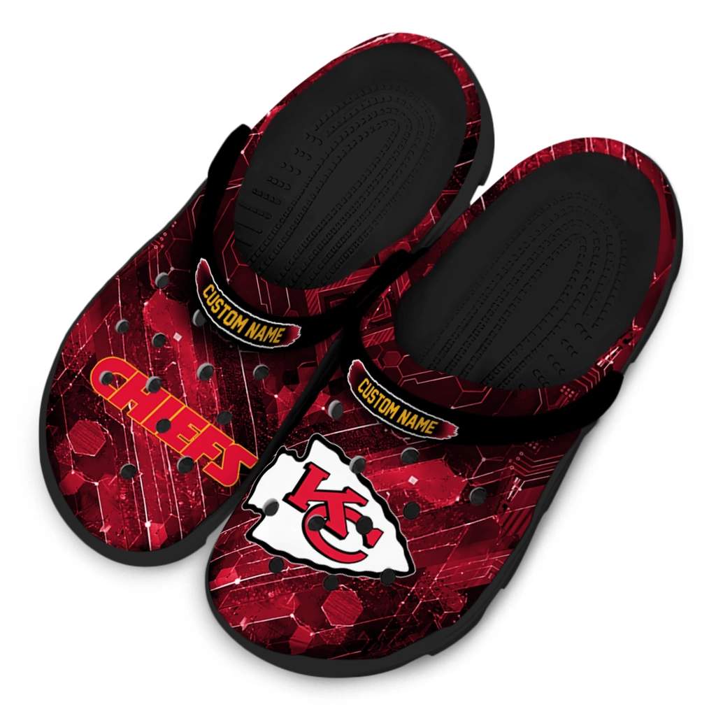 kansas-city-chiefs-clog-personalized-circuit-geometry-red-black-latest-model.webp