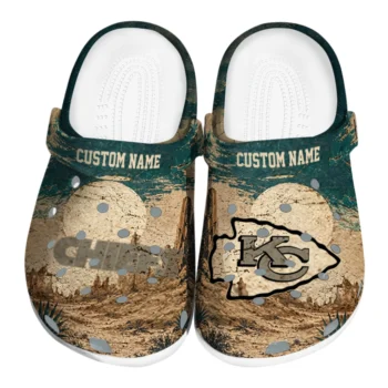 Kansas City Chiefs Clogs - Personalized Cracked Landscape Fir Green Beige