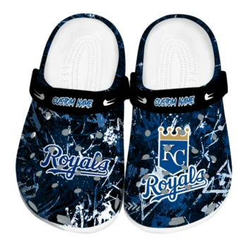 Kansas City Royals Clogs - Custom Graffiti Burst Royal Blue Black