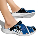 Kansas City Royals Clogs – Custom Checkered Streaks Royal Blue Black 1