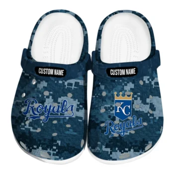 Kansas City Royals Clogs - Customized Digital Camo Royal Blue