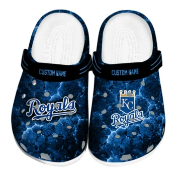 Kansas City Royals Clogs - Personalized Cracked Energy Royal Blue Black
