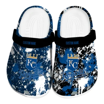 Kansas City Royals Clogs - Personalized Splatter Splash Royal Blue Black
