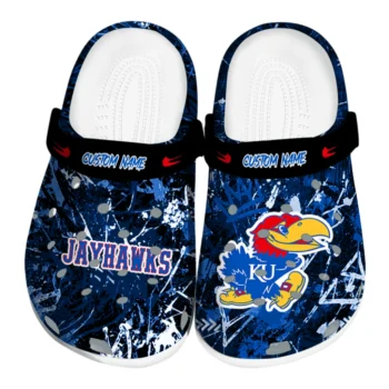 Kansas Jayhawks Clogs - Custom Graffiti Burst Blue Black
