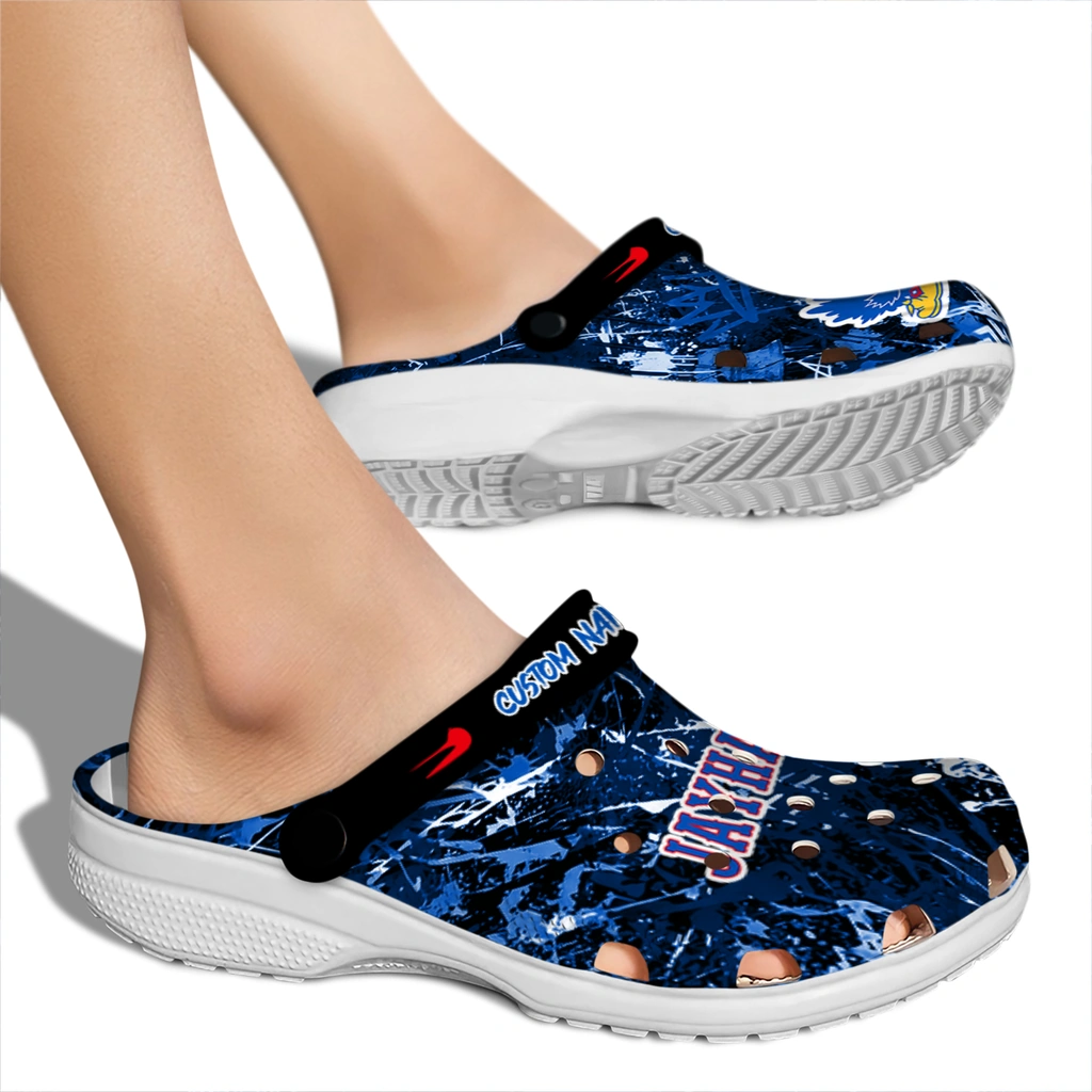 kansas-jayhawks-clog-custom-graffiti-burst-blue-black-fashion-forward.webp