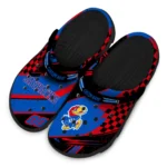 Kansas Jayhawks Clogs – Custom Checkered Streaks Blue Black 1