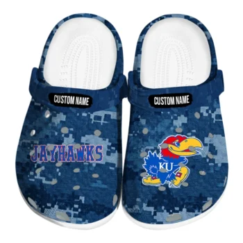 Kansas Jayhawks Clogs - Customized Digital Camo Blue