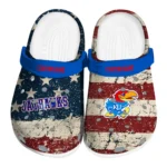 Kansas Jayhawks Clogs - Customized Distressed Stripes Blue Red Blue 1 kansas-jayhawks-clog-customized-distressed-stripes-blue-red-blue-best-selling.webp