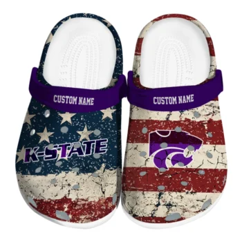 Kansas State Wildcats Clogs - Custom Distressed Stripes Purple Red Blue