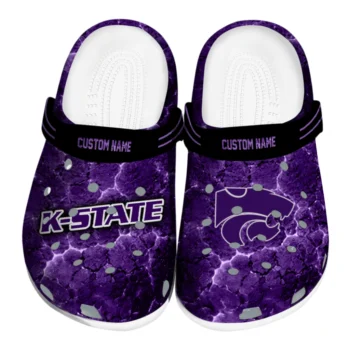 Kansas State Wildcats Clogs - Customized Cracked Energy Purple Black