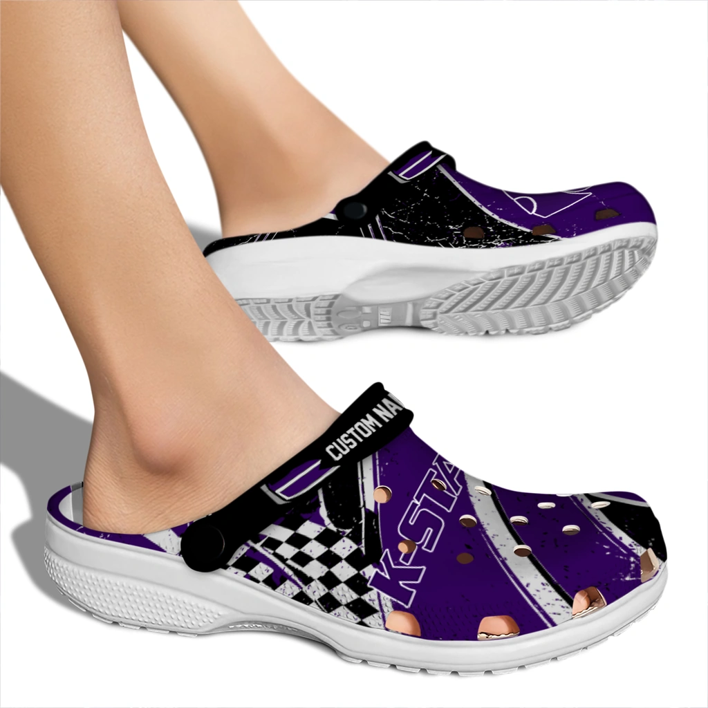 kansas-state-wildcats-clog-personalized-checkered-streaks-purple-black-fashion-forward.webp