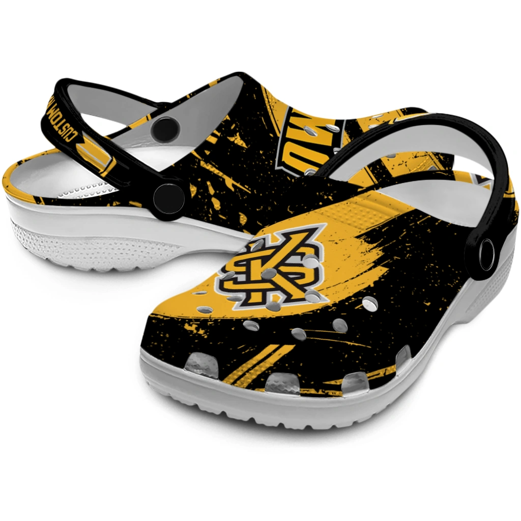 Kennesaw State Owls Clogs - Custom Circuit Geometry Gold Black 3