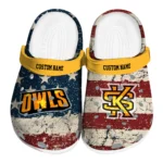 Kennesaw State Owls Clogs - Custom Distressed Stripes Gold Red Blue 1 kennesaw-state-owls-clog-custom-distressed-stripes-gold-red-blue-best-selling.webp