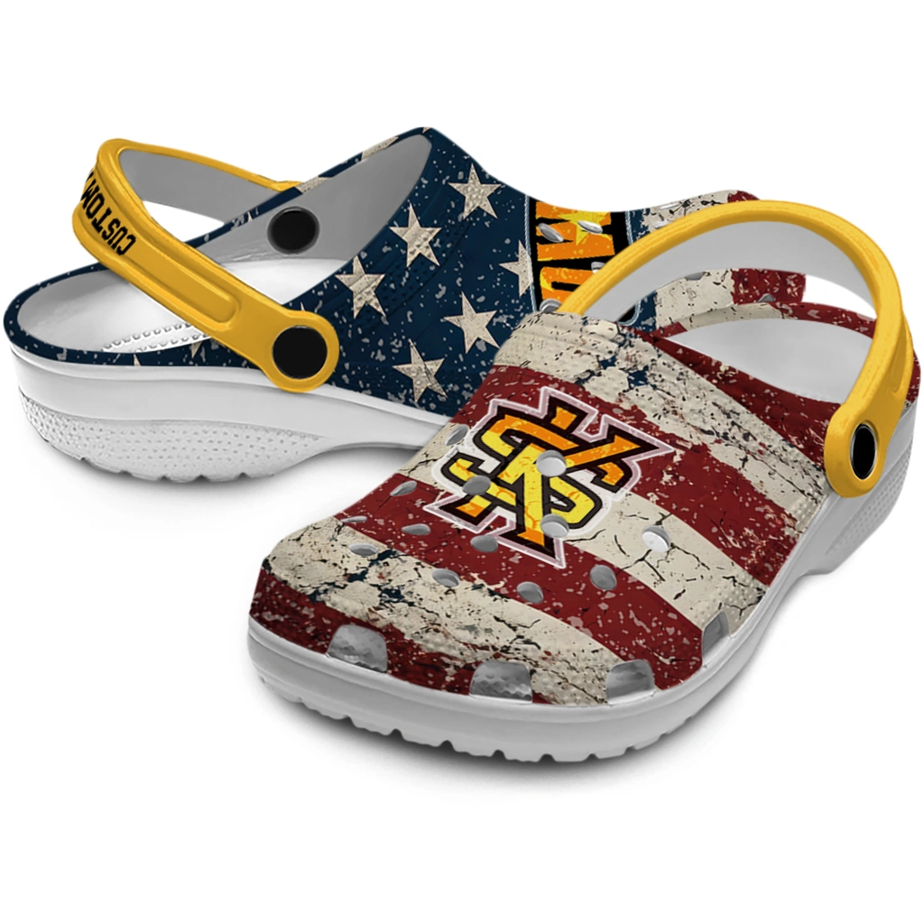 kennesaw-state-owls-clog-custom-distressed-stripes-gold-red-blue-high-quality.webp