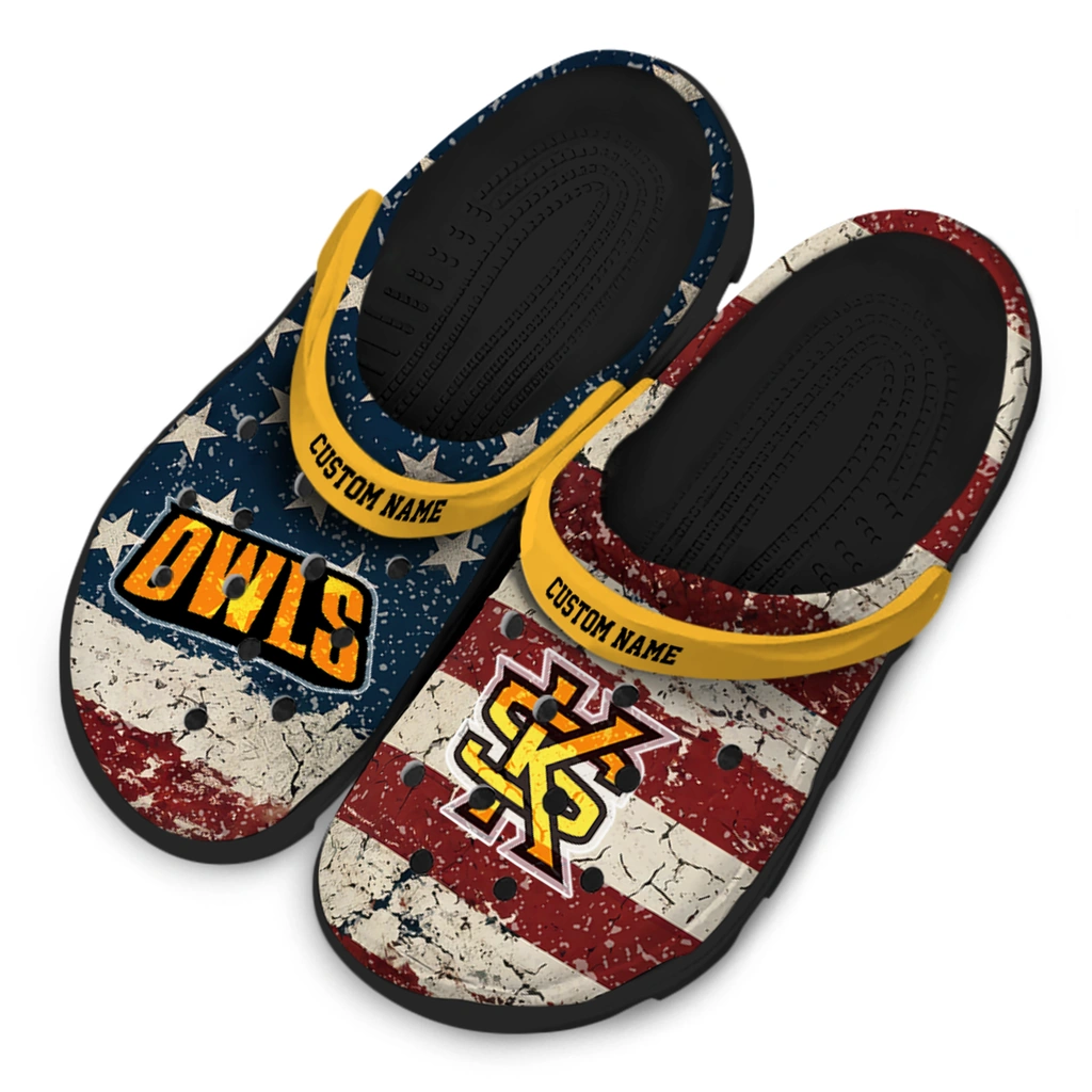kennesaw-state-owls-clog-custom-distressed-stripes-gold-red-blue-latest-model.webp