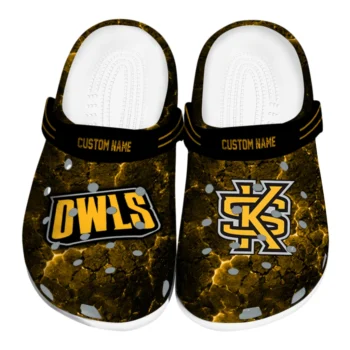 Kennesaw State Owls Clogs - Customized Cracked Energy Gold Black