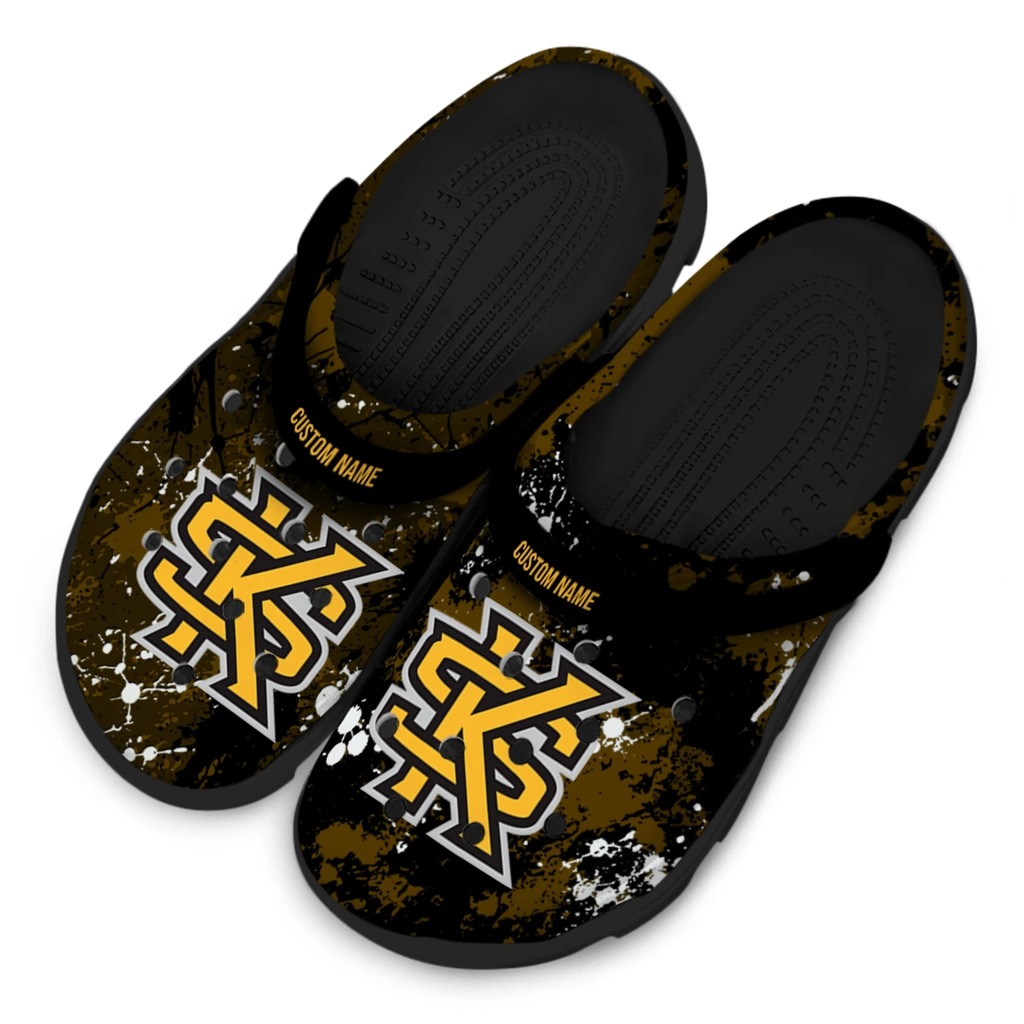 kennesaw-state-owls-clog-customized-splatter-splash-gold-black-latest-model.webp