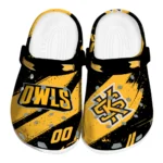 Kennesaw State Owls Clogs - Personalized Checkered Streaks Gold Black 1 kennesaw-state-owls-clog-personalized-checkered-streaks-gold-black-best-selling.webp
