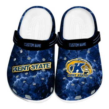 Kent State Golden Flashes Clogs - Custom Cracked Energy Navy Blue Black