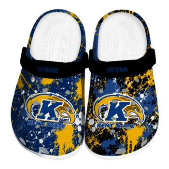Kent State Golden Flashes Clogs - Custom Splatter Splash Navy Blue Black