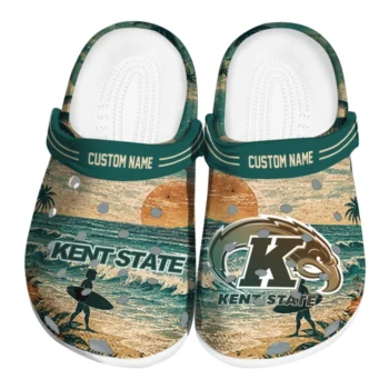 Kent State Golden Flashes Clogs - Custom Wave Scene Fir Green