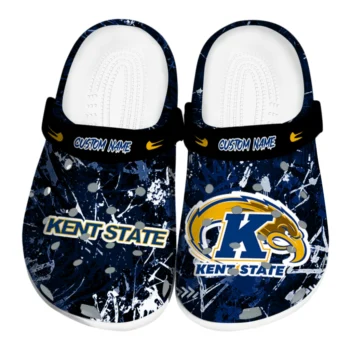 Kent State Golden Flashes Clogs - Customized Graffiti Burst Navy Blue Black