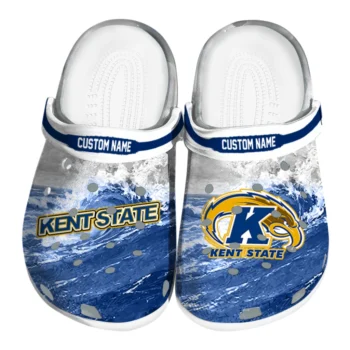 Kent State Golden Flashes Clogs - Customized Wave Swirl Navy Blue White
