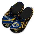 Kent State Golden Flashes Clogs – Customized Checkered Streaks Navy Blue Black 1